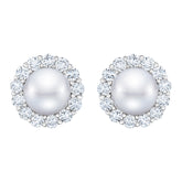 FRESHWATER PEARL & DIAMOND HALO EARRINGS